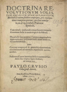 Paulus Crusius, Doctrina revolutionum Solis, title page
