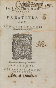 Johannes Freigius, Paratitla pandectarum (Basel, 1583), title page