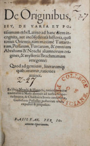 Guillaume Postel, De originibus (1553) title-page