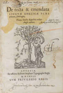Thomas Smith, De linguæ Anglicæ (Paris, 1568) title page